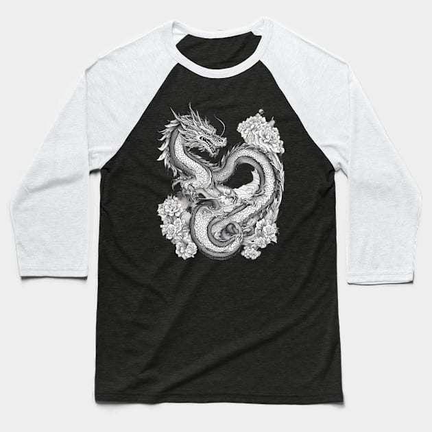 Dragon Tattoo Baseball T-Shirt by animegirlnft